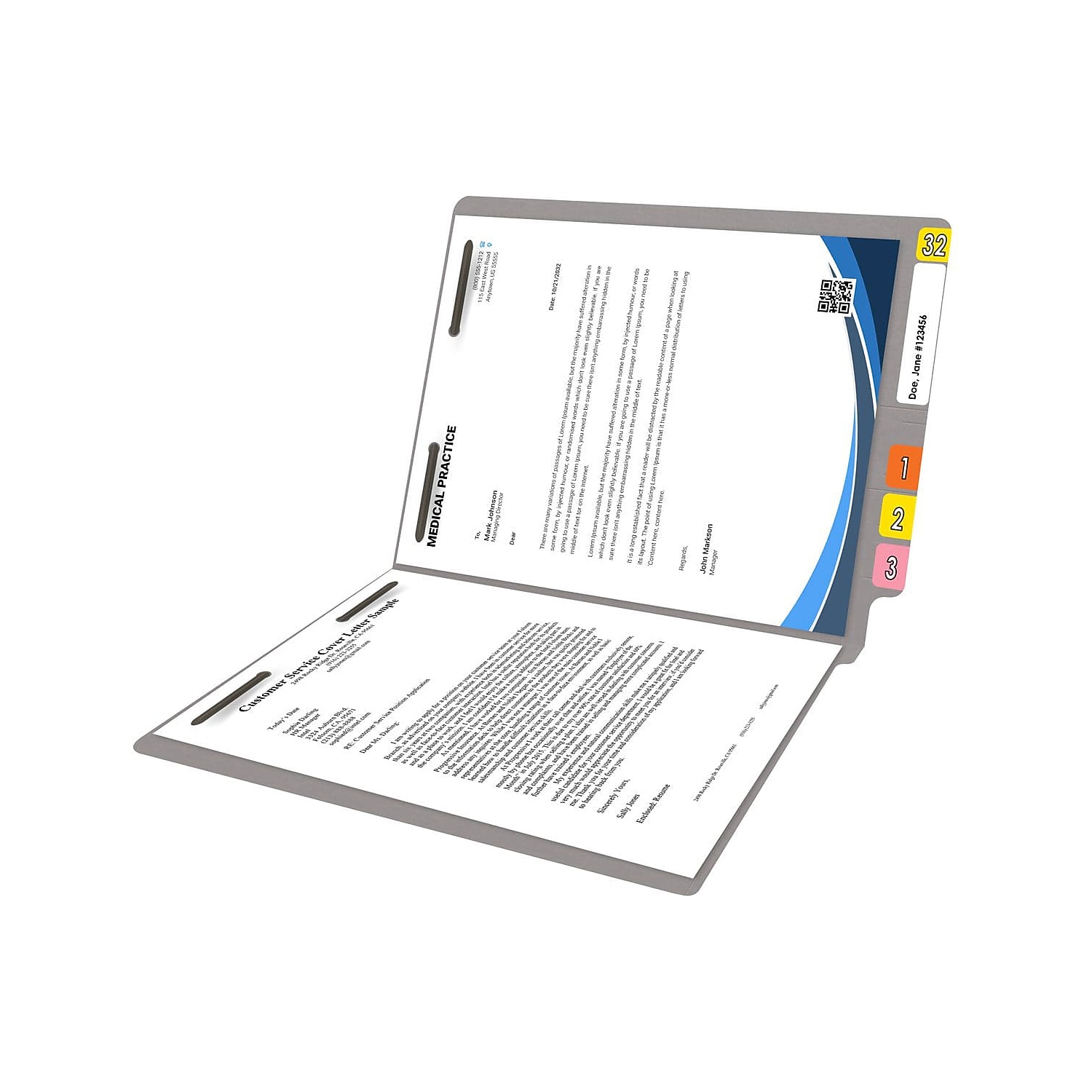 Medical Arts Press Reinforced End Tab File Folder Straight Cut Letter-Size Gray 50/Box (S-01502-GRY)
