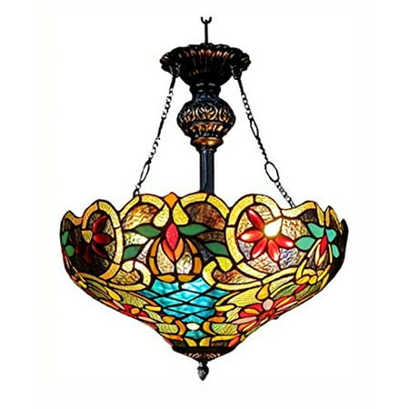 

Leslie Tiffany-Style Victorian 2 Light Inverted Ceiling Pendent 18 Shade