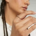 thumbnail image 3 of 14k Gold dainty pearl ring, pearl stacking band ring, pearl eternity wedding band, june birthstone, promise ring, christmas gift for mom, 3 of 4