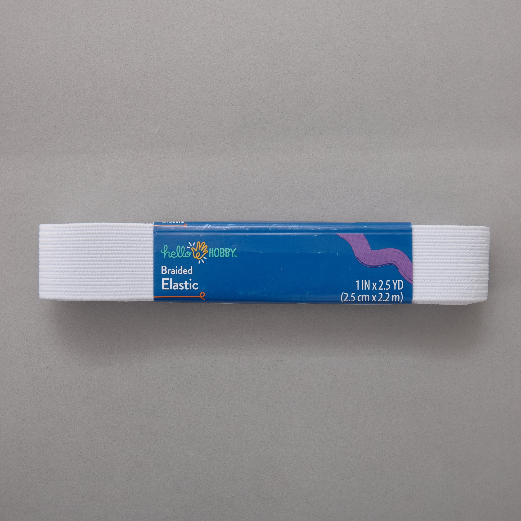 Hello Hobby White Braided Elastic 1-Inch x 2.5-Yards for Sewing & Craft
