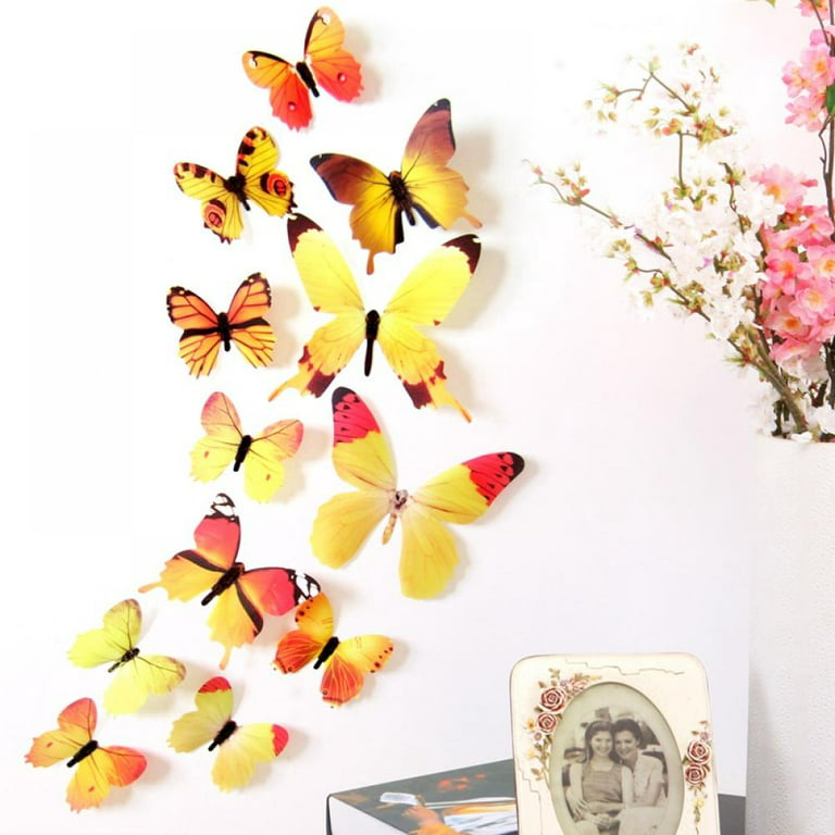 BalsaCircle 12 Pieces Multicolored Summer 3D Butterflies Decor Stickers  Crafts Wall Decals