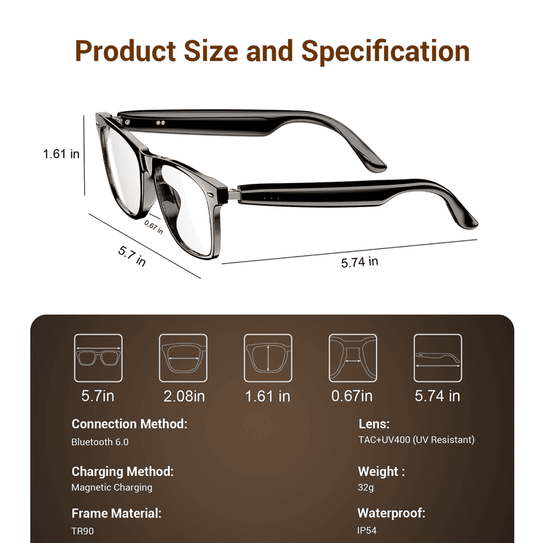LUOMATE Smart Bluetooth Glasses with Photochromic Lenses photo 5