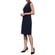 thumbnail image 4 of INSPIRE CHIC Vestido Lápiz Sin Mangas para Mujeres con Solapa Notch, Vestidos Formales de Trabajo de Imitación Envoltura, Color Azul Marino, 4 of 5