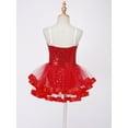 thumbnail image 4 of YEAHDOR Kids Girls Sparkly Camisole Ballet Tutu Dress Sleeveless Ruffle Skirted Leotard Ballerina Outfit Dancewear A Red 8, 4 of 7