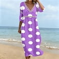 thumbnail image 4 of Omexry Elegant Dresses for Women Women's Summer Casual Printed Dress With Sleeve V-neck Dress, 4 of 6