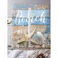 thumbnail image 4 of Ocean Beach Sheer Curtains 96 Inch Long 2 Panels, Starfish Shell Coral Blue Brown Wood Grain Farm Light Filtering Rod Pocket Curtains, Sheer Voile Drapes for Living Room Bedroom, 52"x96", 4 of 8