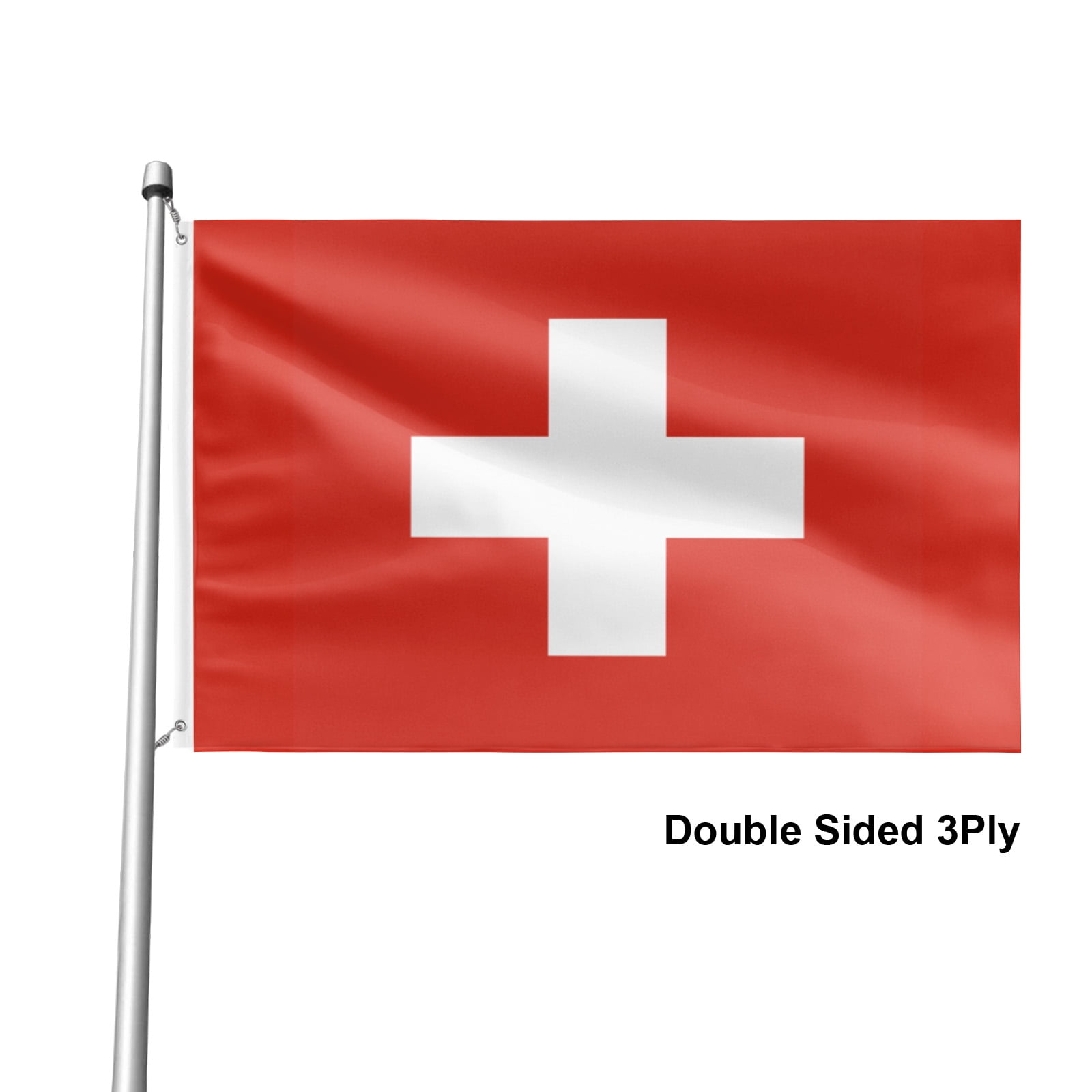 Livetty Double Sided 3 layers Flags 4x6 Ft Switzerland Flags Banner for Yard Decoration Garden Display For World Soccer Play