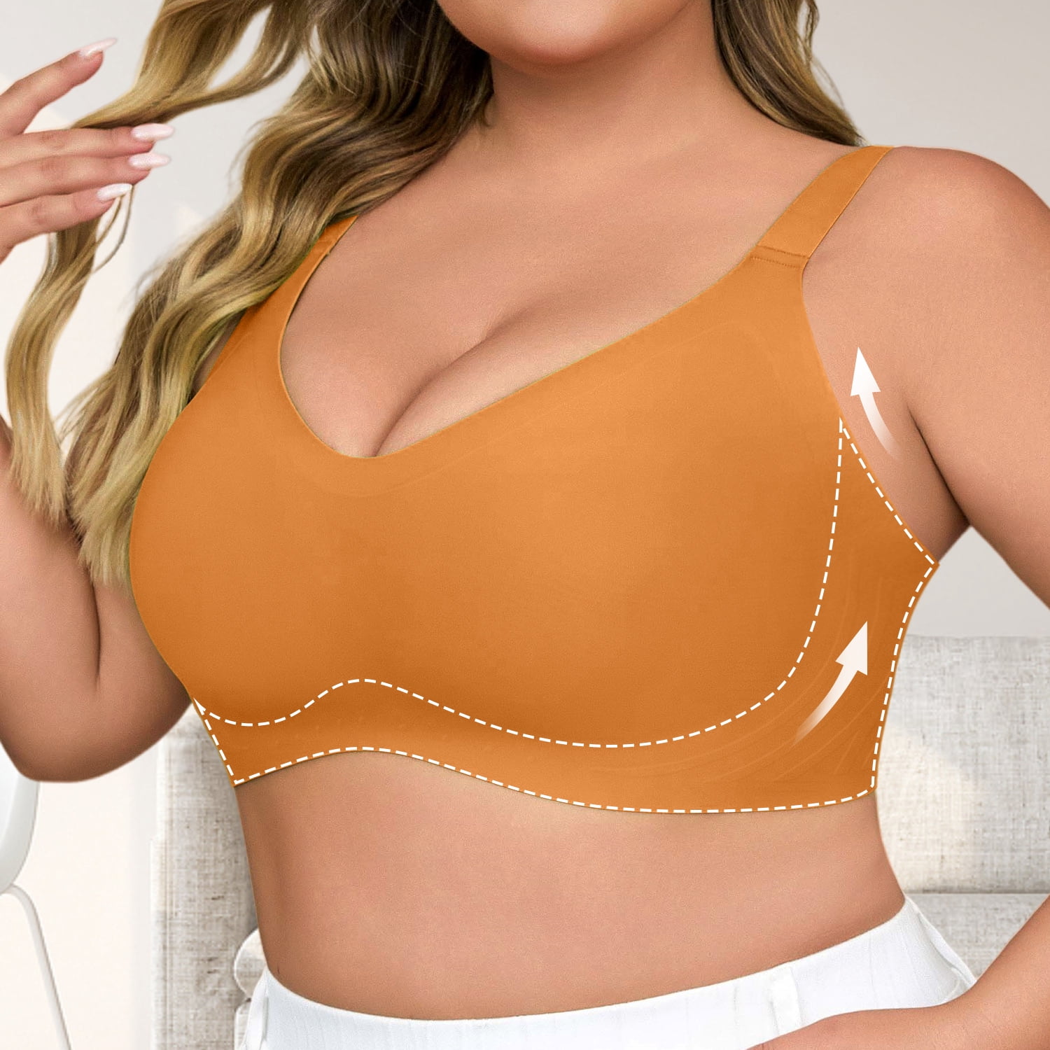 USEASY Wireless Bras for Women Plus Size Full Coverage Push Up Bra Comfort Seamless Bras No Underwire Everyday Bra