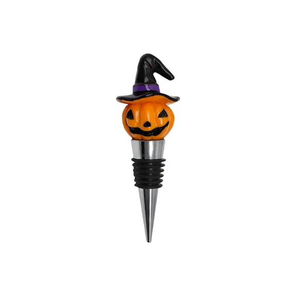 Wine Bottle Stopper, Halloween Witch Hat Pumpkin Decorative Wine Saver, Alloy and Silicone Airtight Seal, Leak-Proof, 4.57x1.5x1.5In, Bar Spooky Decor, Hostess Gift
