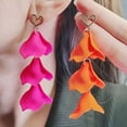 thumbnail image 2 of Yesbay 1 Pair Women Hanging Earrings Flower Shape Petal Tassel Hollow Heart Lady Ear Jewelry Prom Beach Dangle Earrings, 2 of 8