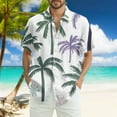 thumbnail image 2 of Hawaiian Mens Shirts Short Sleeves Printed Button Down Shirts Summer Beach Mens Shirts Clearance 21-White 2XL, 2 of 5
