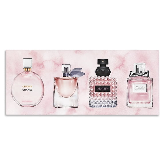 Stupell Industries Glam Pink Fashion Fragrance Bottles Canvas Art, 24 x 10, by Amanda Greenwood