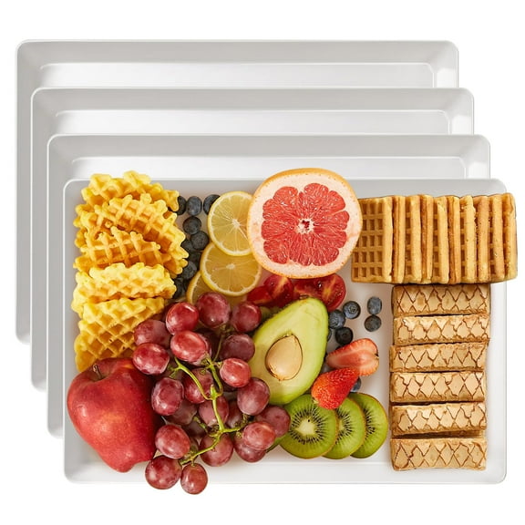 Serving Tray Plastic, Serving Platters Dishes for Party, 15" x 10" Reusable Food Tray 4 Pcs