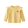 thumbnail image 4 of mgoYE Toddler Baby Girl Ruffle Long Sleeve T-Shirt Cotton Top Tee for Spring/Fall(Yellow,12-18 Months), 4 of 5