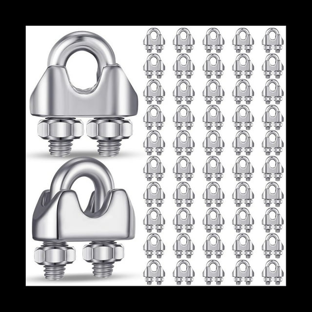 50 Abrazaderas de Clip para Cable de Acero Inoxidable M3 de 1/8 Pulgadas, Abrazadera de Cable de Acero Inoxidable 304, Abrazadera para Cable de Alambre