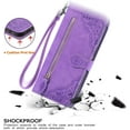 thumbnail image 5 of for Samsung Galaxy A14 Case Wallet,A14 Wallet Case for Women,Embossed PU Leather Protective Cover Magnetic Strap Zipper Card Holder Flip Phone Case for Samsung A14 5G(2023) (Purple), 5 of 14
