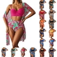 thumbnail image 5 of DHFJKG Womens Swimsuits 3 Piece Hawaii Printed Bikini Set Swimwear Coverup High Waisted Tummy Control Bathing Suit Stylish Beachwear, 5 of 5