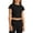 a-Black10423, variant on FINALGANG Girls Kids Short Sleeve Crew Neck Crop TShirt Solid Color Stretchy Casual Cropped Tee For Kids Daily Wear Sports Stylish Top