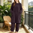 thumbnail image 4 of Naotn Women's Flannel 2 Piece Pajama Set Winter Warm Fleece Pullover Sleepdress & Pants Comfy Soft Loungewear Set, 4 of 9
