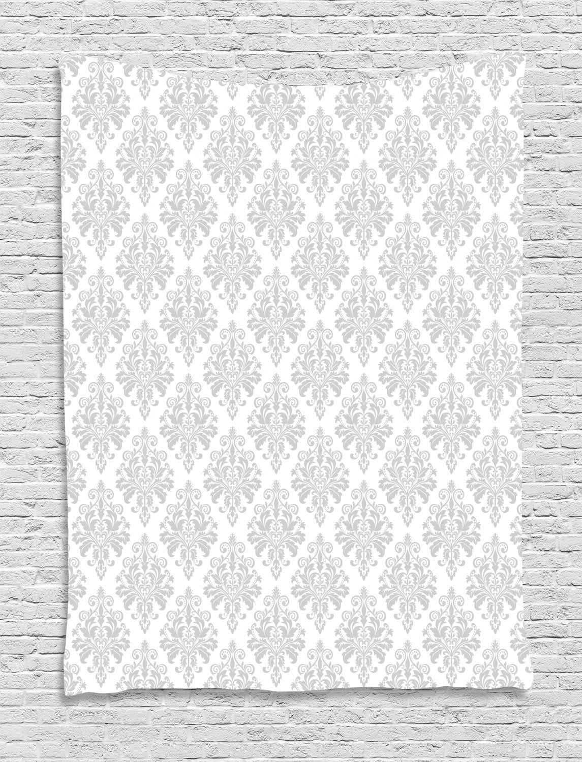 Damask Grey Tapestry, Antique Baroque Pattern of Continuous Botany