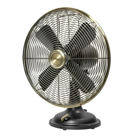 Better Homes & Gardens New 12 inch Vintage Oscillating Table Fan Black with 3 Speeds