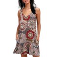 thumbnail image 1 of Coofit Robe pour Femme Mode à Imprimé Sans Manches à Col en V Robe Ample Robe Courte, 1 of 6