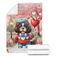 thumbnail image 2 of Happy Valentine’s Day Adorable Newfoundland Puppy Holding Heart Balloon Cozy Fleece Blanket Newfie Dog Lover Gifts Warm Soft Throw Blanket - 00030, 2 of 5