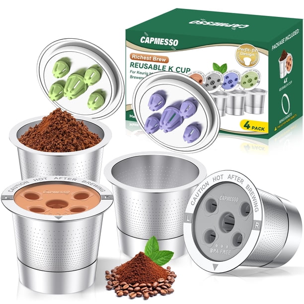 CAPMESSO - Copas K reutilizables para: filtros de café recargables de acero inoxidable My K Cup 2025 actualizados para K Supreme/K Slim/k-Duo Gen 2/K-Brew Chill con tecnología Mu