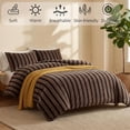 thumbnail image 5 of Brown Striped Comforter Set Queen Size Soft Velvet Feel Plush Bedding Set 3 Pcs Modern Stripes Pattern Queen Size Bed Set for All Seasons 1 Comforter 2 Pillowcases 250g Microfi, 5 of 9