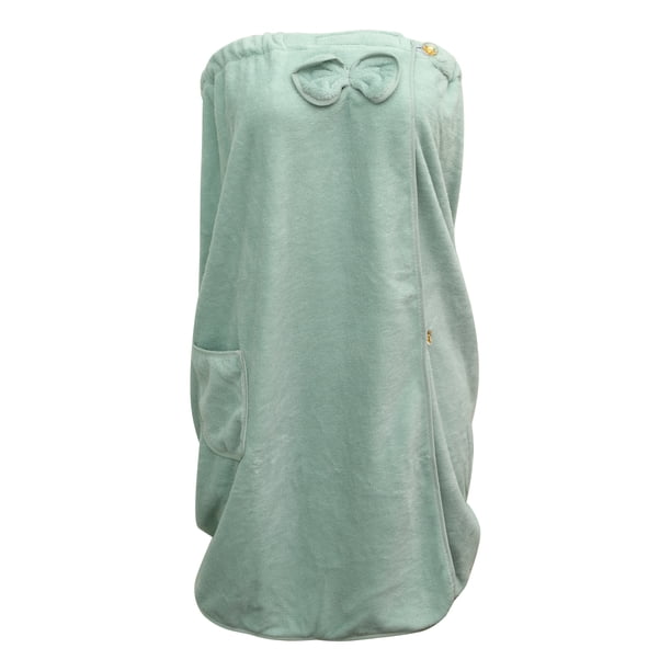 Unique Bargains Toalla de baño para mujer Ducha Cierre ajustable Toalla de baño con bolsillo Verde