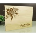 thumbnail image 4 of Wood Wooden Floral Engraved Bride & Groom Advice Book Personalized Rustic Wedding Guest Book, 4 of 6