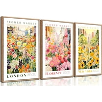 Flower Market Color Botanical Canvas Wall Art Colorful Wildflower Sunflower Wall Decor Pictures Pink Floral Travel Posters Prints for Kitchen Bathroom Living Room Bedroom Decoration Unframed