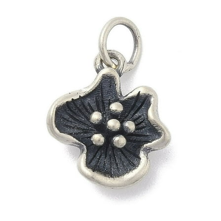 925 Sterling Silver Flower Charms with Jump Rings and 925 Stamp Silver 13.5x11.5x4.5mm Hole: 3.5mm