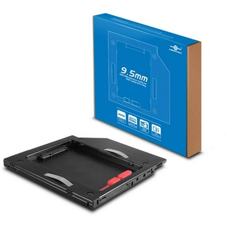 Vantec MRK-HC95A-BK SSD or HDD Aluminum Caddy for 9.5mm ODD Laptop Drive Bay, Black