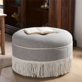 thumbnail image 3 of Jennifer Taylor Home Yolanda 24" Round Upholstered Accent Ottoman, Light Grey, 3 of 10