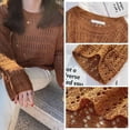 thumbnail image 6 of Fashion Round Neck Hollow-out Thin Knitwear Tops Fishnet Pullover Knit Hollow-out Blouses COLOR 2, 6 of 8