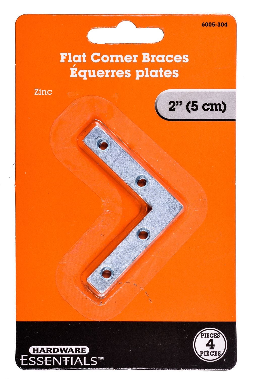 Contrevent plat en coin Hardware Essentials de 2 po en zinc 2 po plaqué zinc
