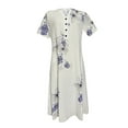 thumbnail image 3 of Robes d'Été pour Femmes Décontractées Amples à Imprimé Papillon Longues Robes Maxi Col en V Manches Courtes Boutonnées avec Poche Robe de Plage Tunique T-Shirt Robe Midi, 3 of 5