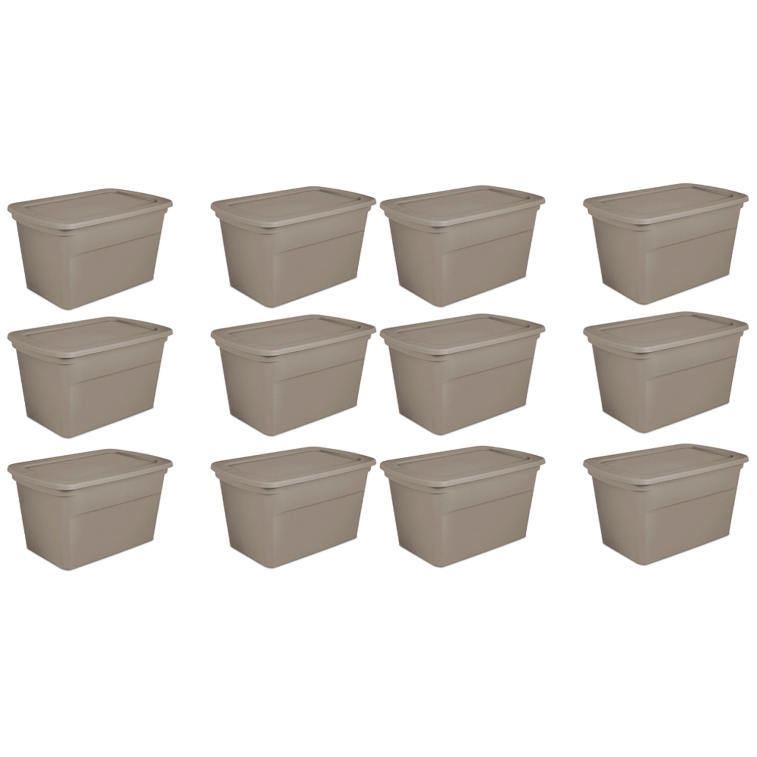 Sterilite 30 Gallon Plastic Stackable Storage Tote Container Box, Taupe