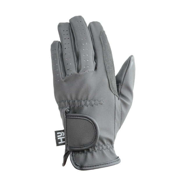 Hy5 - Guantes de cuero sintético de equitación para adultos (Negro)