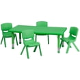 thumbnail image 2 of Flash Furniture 24''W x 48''L Adjustable Rectangular Plastic Activity Table Set in Multiple Colors with 4 School Stack Chairs, 2 of 3