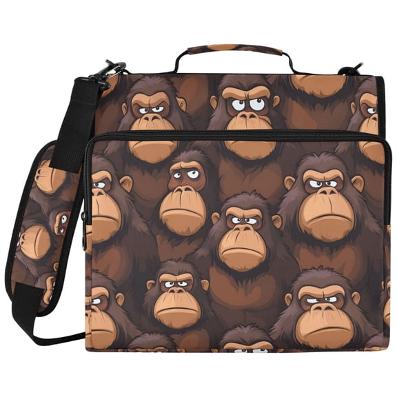 ALAZA Zipper Binder Cartoon Gorillas-a1 Pattern 2 inch 3 Ring 500 Sheet Capacity Trapper Keeper File Folder Organizer Bag