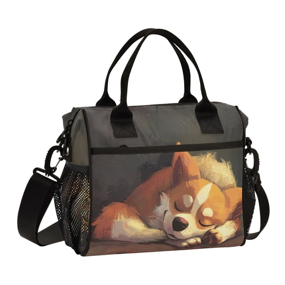 Ckdifva Sleep Dog Cooler Bag Cooler Cooling Tote Lunch Bag Lunch Box Front Pocket with Shoulder Strap