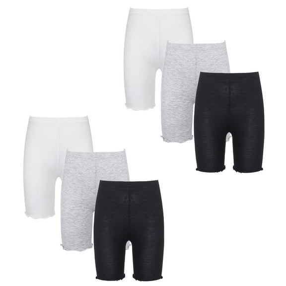 Manyakai Toddler Girls 6 Pack Dance Shorts Bike Shorts Solid Elastic Waist Ruffle Gymnastics Type A 100