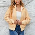 thumbnail image 3 of Abrigo esponjoso Manga larga Bolsillos con puños acanalados Cremallera Cuello vuelto Chaqueta esponjosa para mujer Color de piel XXL, 3 of 8