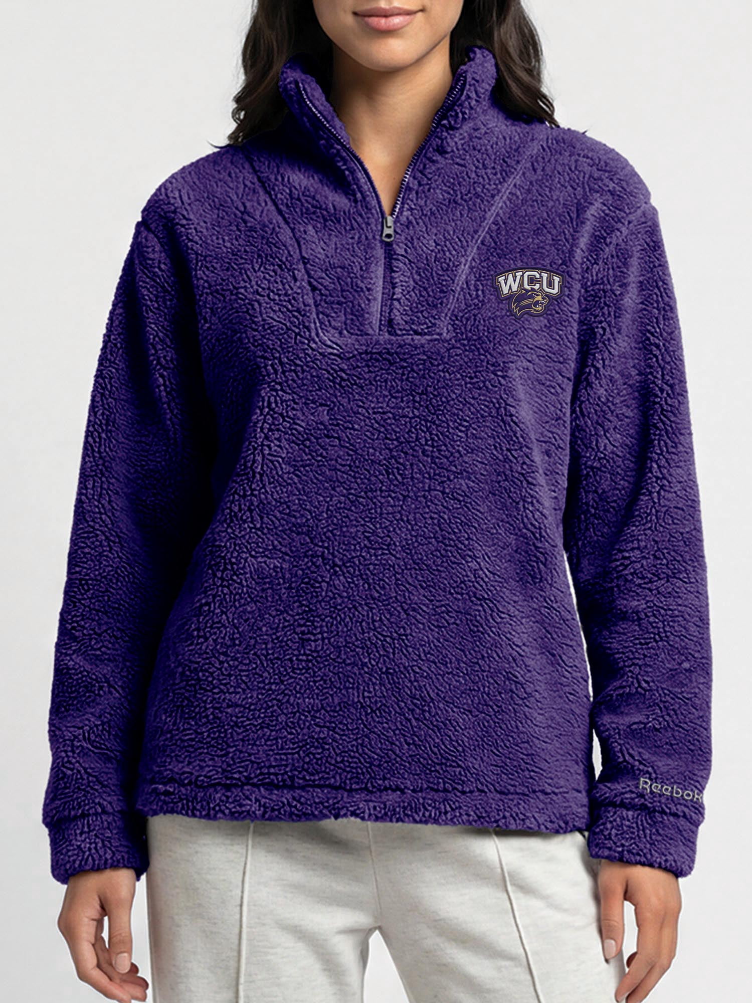 Western Carolina Catamounts Reebok Womens Relaxed Fit Qtr Zip Sherpa Pullover