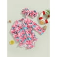 Douhoow Toddler Girl Flamingo Swimsuits Baby Long Sleeve Ruffles Flower
