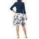 thumbnail image 3 of Conjunto de vestido y chaqueta de 2 piezas INSPIRE CHIC para mujer, vestido sin mangas de gasa con estampado floral y conjunto de chaqueta con panel de contraste, azul marino, XL, 3 of 6