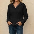 thumbnail image 4 of DailyTrove Women Cable Knit Henley Hooded Sweatshirt With Kangaroo Pocket Long Sleeve Tops, 4 of 8