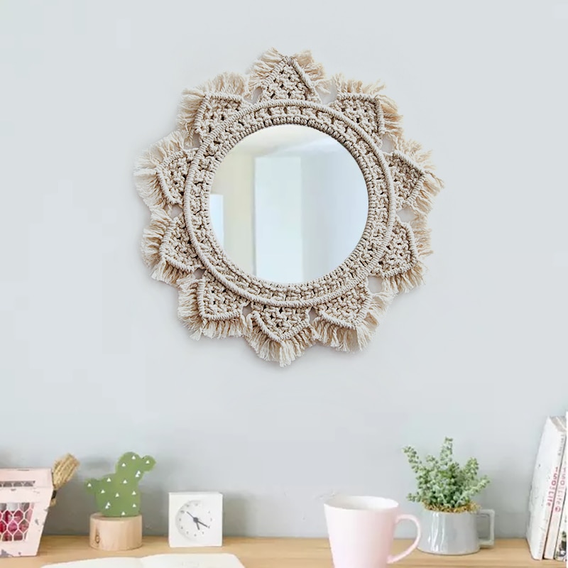 Nordic Cosmetic Mirror Wall-mounted Bathroom Bathroom Round Mirror Room Wall-mounted Decorative Mirror Wall Mirrors - image 3 of 5
